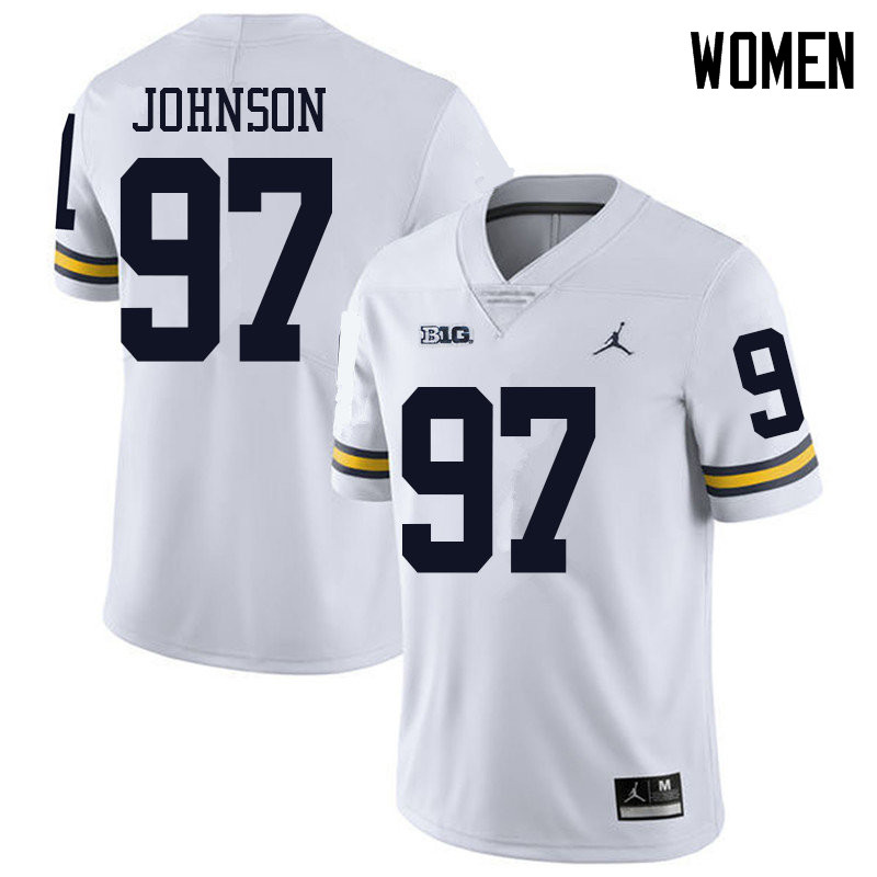 Jordan Brand Women #97 Ron Johnson Michigan Wolverines College Football Jerseys Sale-White